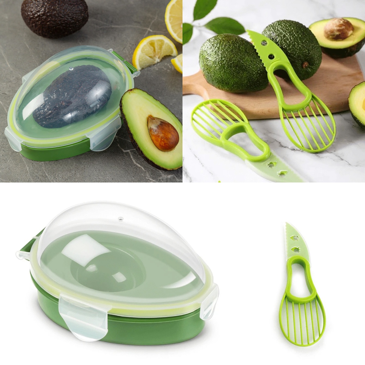 Avocado Slicer Tool - Boîte de conservation d'avocat réutilisable, coupe-fruits,