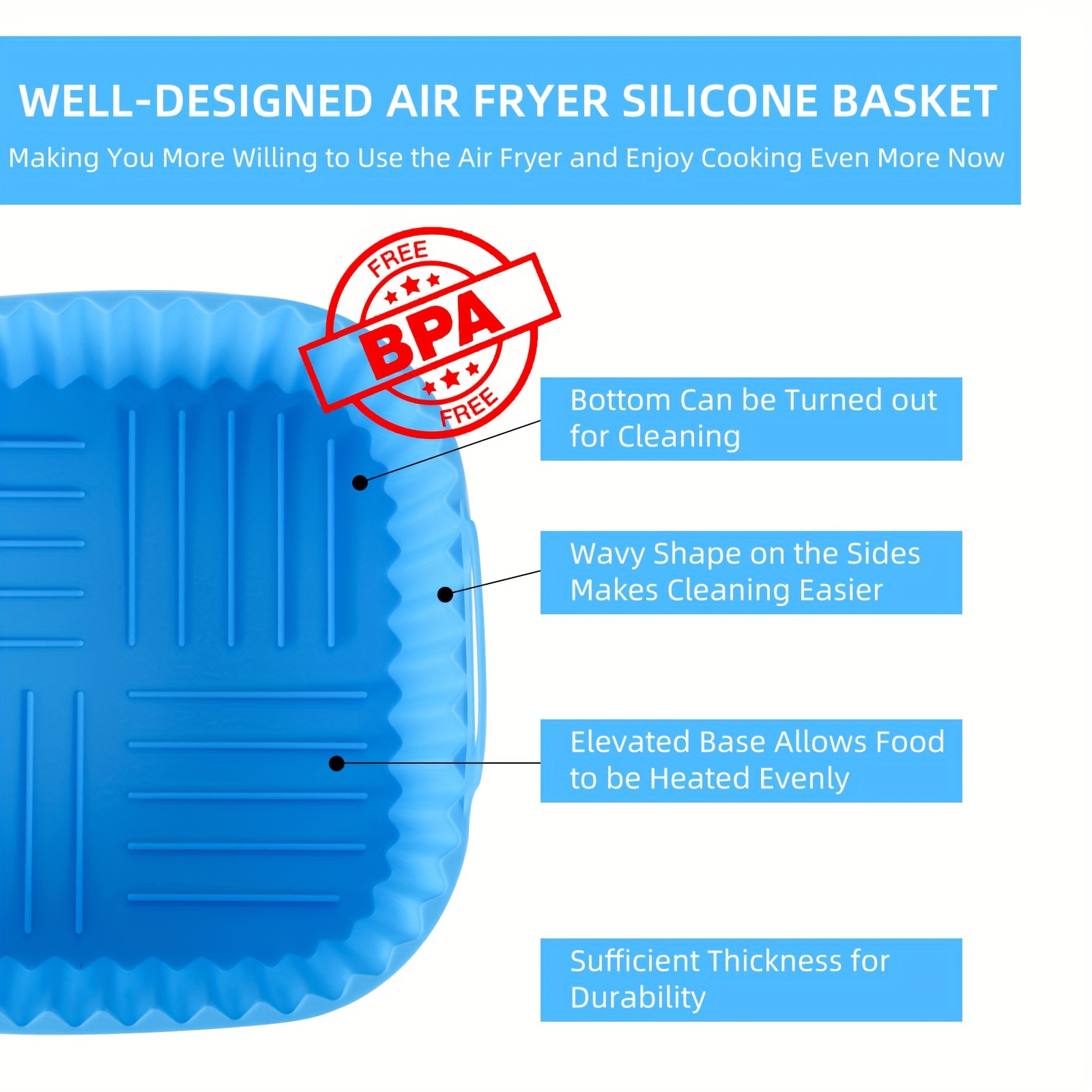 1 revêtement carré en silicone - Kitchen Gadgets Air Fryer avis et prix
